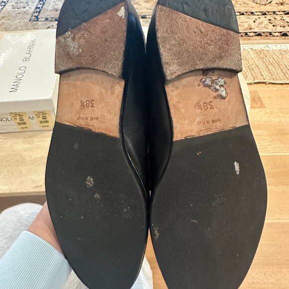 Manolo Blahnik Black Leather Classic Loafer Sz. 38.5 - Picture 6 of 6